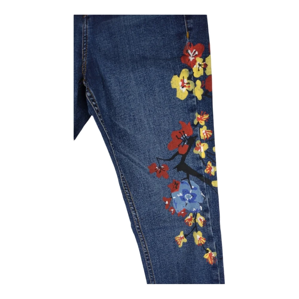 Topshop MOTO Floral Jamie Jeans Size W 25 L 25 Skinny Hand Painted - Picture 11 of 15